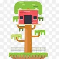 大树卡通风格矢量树屋-空若网 大树卡通风格矢量树屋-空若网