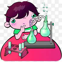 手绘卡通男孩做实验-空若网 手绘卡通男孩做实验-空若网