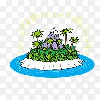 卡通手绘大自然绿色岛屿-空若网 卡通手绘大自然绿色岛屿-空若网