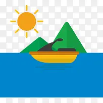 矢量手绘快艇素材-空若网 矢量手绘快艇素材-空若网