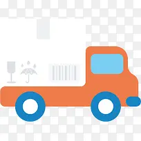 矢量图橘色卡通小卡车-空若网 矢量图橘色卡通小卡车-空若网