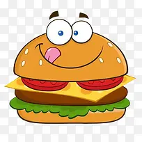 卡通手绘可爱表情汉堡-空若网 卡通手绘可爱表情汉堡-空若网