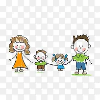 欢乐温馨一家人手绘-空若网 欢乐温馨一家人手绘-空若网