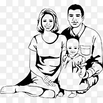 欢乐温馨一家人手绘-空若网 欢乐温馨一家人手绘-空若网