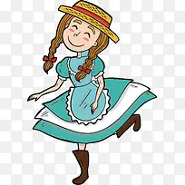 手绘舞会快乐小女孩矢量素材-空若网 手绘舞会快乐小女孩矢量素材-空若网