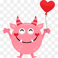 粉色可爱爱心小怪兽-空若网 粉色可爱爱心小怪兽-空若网