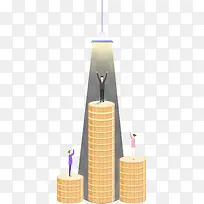 金融聚光灯下男子插画矢量图-空若网 金融聚光灯下男子插画矢量图-空若网