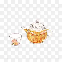 手绘茶壶插画-空若网 手绘茶壶插画-空若网