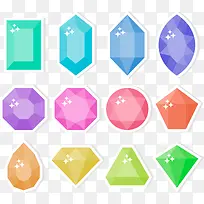 12款彩色宝石贴纸矢量素材-空若网 12款彩色宝石贴纸矢量素材-空若网
