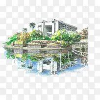 优雅的厦门手绘免扣png-空若网 优雅的厦门手绘免扣png-空若网