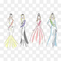 手绘晚礼服选美选手-空若网 手绘晚礼服选美选手-空若网