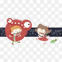 卡通两个小孩-空若网 卡通两个小孩-空若网