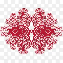 红色手绘的对称花纹-空若网 红色手绘的对称花纹-空若网