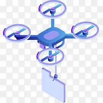 2.5D无人机送货立体插画-空若网 2.5D无人机送货立体插画-空若网