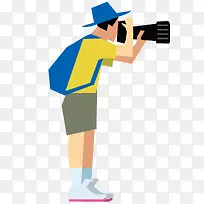 男青年旅游摄影插画-空若网 男青年旅游摄影插画-空若网