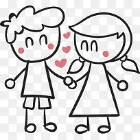 插画风手绘牵手的情侣-空若网 插画风手绘牵手的情侣-空若网
