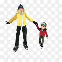 卡通手牵手滑冰的人物设计-空若网 卡通手牵手滑冰的人物设计-空若网