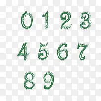 数字 卡通 绿色 粉笔字-空若网 数字 卡通 绿色 粉笔字-空若网