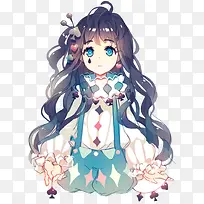 蓝色可爱长发少女-空若网 蓝色可爱长发少女-空若网