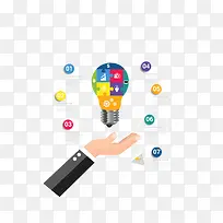 矢量彩色托举灯泡的手商务-空若网 矢量彩色托举灯泡的手商务-空若网