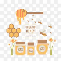 扁平化卡通矢量蜂蜜元素素材-空若网 扁平化卡通矢量蜂蜜元素素材-空若网