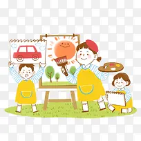 彩色扁平化儿童绘画卡通插画-空若网 彩色扁平化儿童绘画卡通插画-空若网