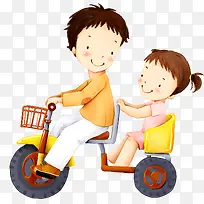 可爱骑车父女旅行-空若网 可爱骑车父女旅行-空若网