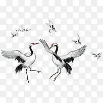 手绘中国风仙鹤插画-空若网 手绘中国风仙鹤插画-空若网