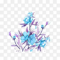 手绘画蓝色花朵装饰-空若网 手绘画蓝色花朵装饰-空若网