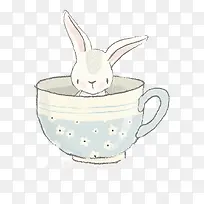 淡蓝色兔子杯子手绘-空若网 淡蓝色兔子杯子手绘-空若网