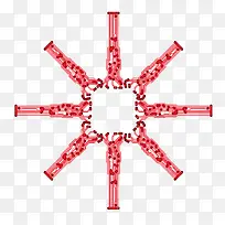 矢量红色对称圆形电流线路-空若网 矢量红色对称圆形电流线路-空若网