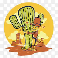 矢量西部牛仔和仙人掌-空若网 矢量西部牛仔和仙人掌-空若网