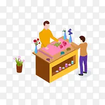 2.5D花卉市场立体插画-空若网 2.5D花卉市场立体插画-空若网