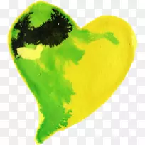 水彩画黄绿水彩心-空若网 水彩画黄绿水彩心-空若网