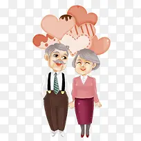 卡通老人的爱情免抠图-空若网 卡通老人的爱情免抠图-空若网