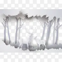 立体折纸国庆结婚爱情小鹿矢量图-空若网 立体折纸国庆结婚爱情小鹿矢量图-空若网