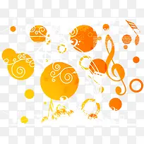 橙色圆形音符矢量图-空若网 橙色圆形音符矢量图-空若网