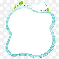 卡通手绘蓝色道路房子产品边框-空若网 卡通手绘蓝色道路房子产品边框-空若网