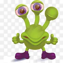 卡通绿树小怪兽插画-空若网 卡通绿树小怪兽插画-空若网