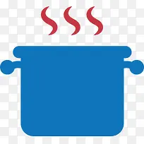 冒着热气的蓝色小锅图-空若网 冒着热气的蓝色小锅图-空若网