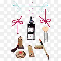 多彩简约笔墨纸砚装饰图案-空若网 多彩简约笔墨纸砚装饰图案-空若网