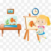 画小鱼的女孩-空若网 画小鱼的女孩-空若网