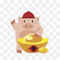 矢量卡通金元宝和猪-空若网 矢量卡通金元宝和猪-空若网