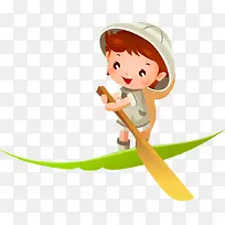 卡通划船小孩-空若网 卡通划船小孩-空若网