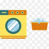 矢量橙色洗衣机和洗衣盆-空若网 矢量橙色洗衣机和洗衣盆-空若网