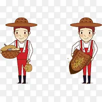 手绘筛豆子的人-空若网 手绘筛豆子的人-空若网