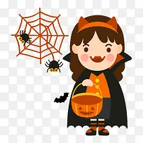 万圣节卡通女巫可爱南瓜蜘蛛-空若网 万圣节卡通女巫可爱南瓜蜘蛛-空若网