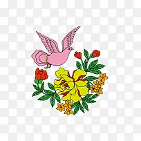 鸽子花朵卡通矢量素材-空若网 鸽子花朵卡通矢量素材-空若网