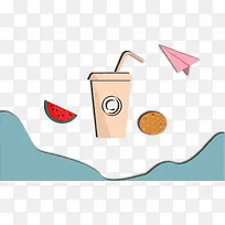 创意冷饮立体剪纸插画-空若网 创意冷饮立体剪纸插画-空若网