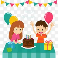 生日派对吹蜡烛的女孩-空若网 生日派对吹蜡烛的女孩-空若网